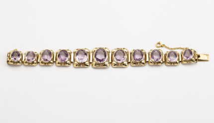 Bratara vintage din aur de 14k cu ametist natural