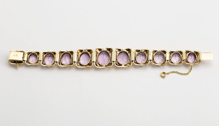 Bratara vintage din aur de 14k cu ametist natural