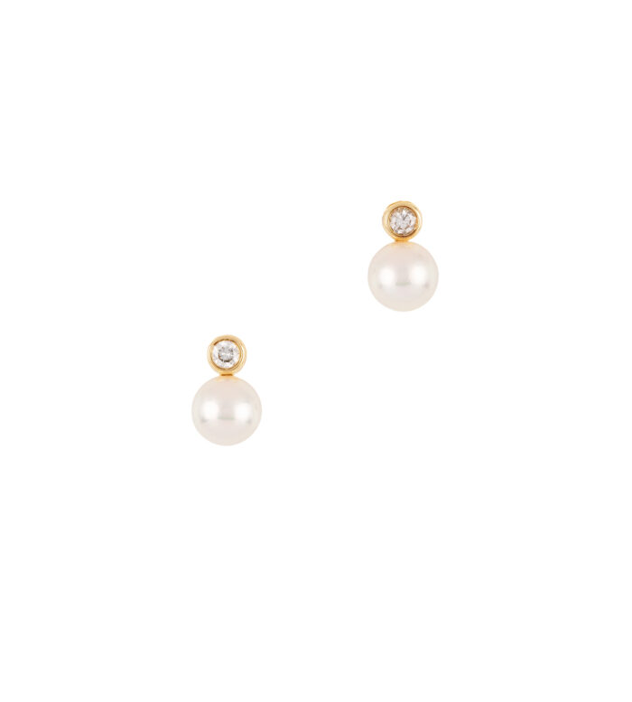 Cercei din aur de 18k cu perle Akoya si diamante naturale