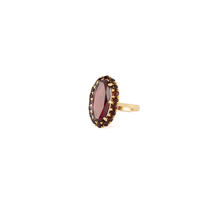 Inel vintage din aur de 18k cu granate naturale