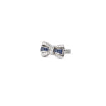Inel vintage cu fundita din aur alb de 14k cu safire si diamante naturale
