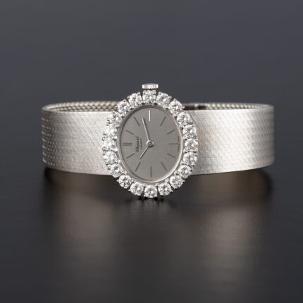 Ceas original Chopard din aur alb de 18k cu diamante naturale