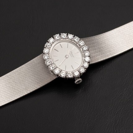 Ceas original Chopard din aur alb de 18k cu diamante naturale