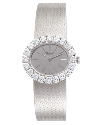 Ceas original Chopard din aur alb de 18k cu diamante naturale