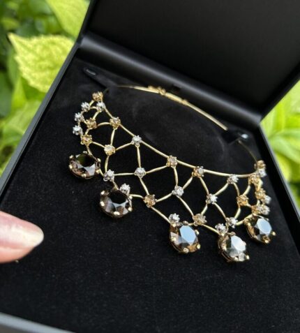 Colier din aur de 18k cu citrin , cuart fumuriu si diamante naturale