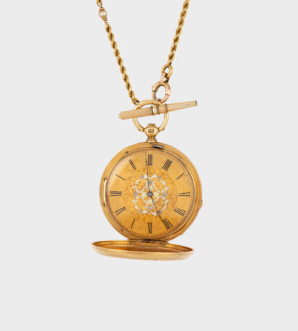 Ceas victorian de dama, mecanic, din aur de 18k