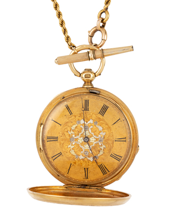 Ceas victorian de dama, mecanic, din aur de 18k