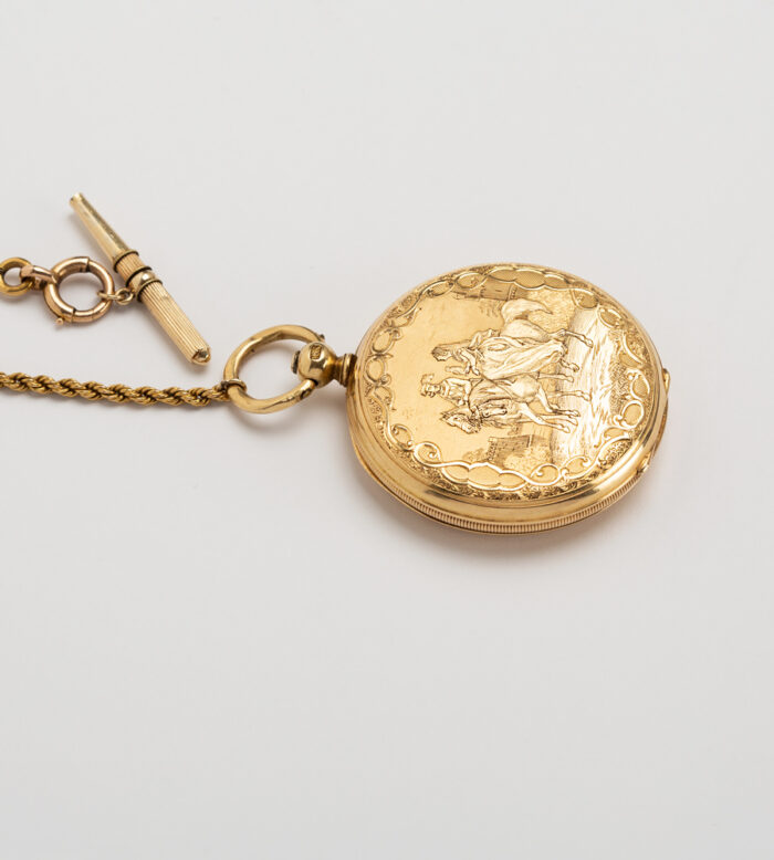 Ceas victorian de dama, mecanic, din aur de 18k
