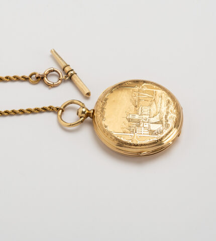 Ceas victorian de dama, mecanic, din aur de 18k