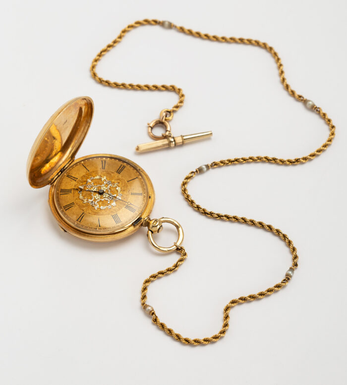Ceas victorian de dama, mecanic, din aur de 18k