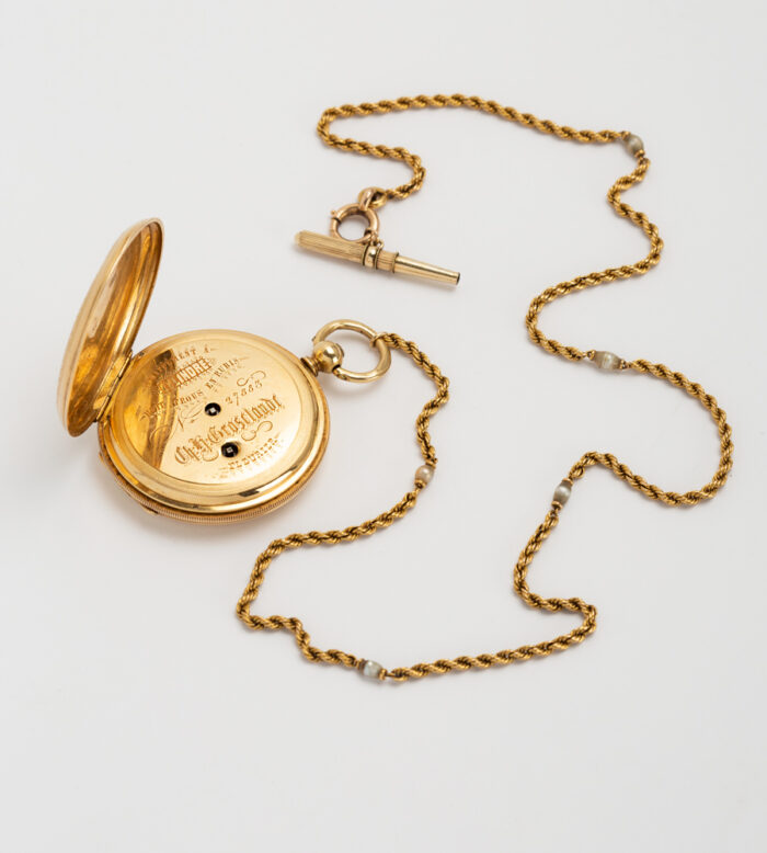 Ceas victorian de dama, mecanic, din aur de 18k