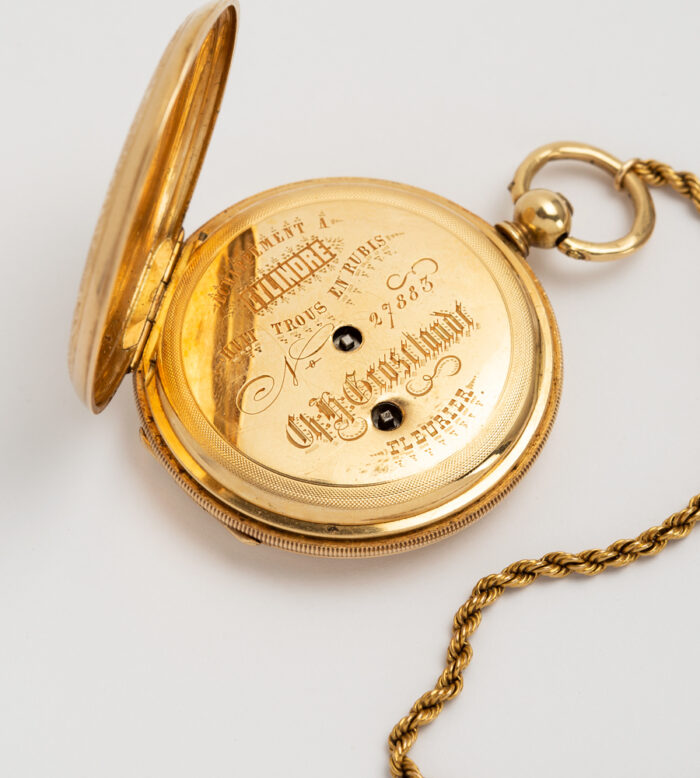 Ceas victorian de dama, mecanic, din aur de 18k