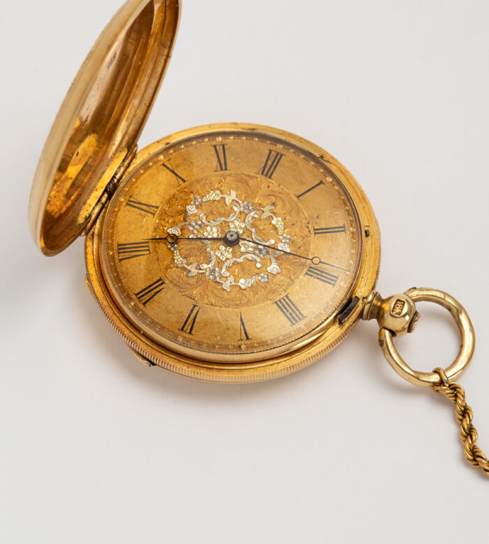 Ceas victorian de dama, mecanic, din aur de 18k