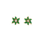 Set din aur de 18k cu email verde si diamante naturale