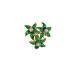Set din aur de 18k cu email verde si diamante naturale
