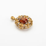Brosa pandant vintage din aur de 18k cu citrin si diamante naturale