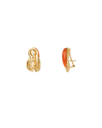 Cercei vintage din aur de 18k cu coral si diamante naturale