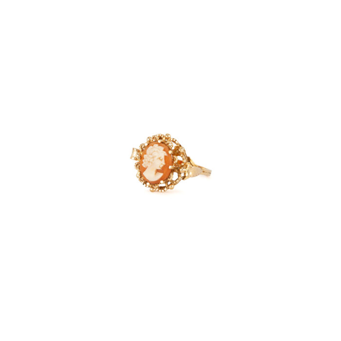 Set vintage din aur de 18k si camee sculptate