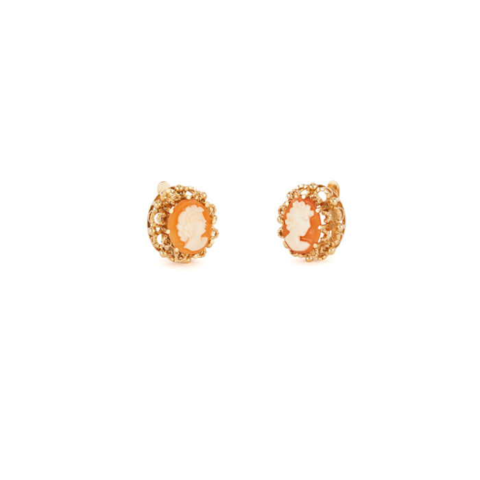 Set vintage din aur de 18k si camee sculptate