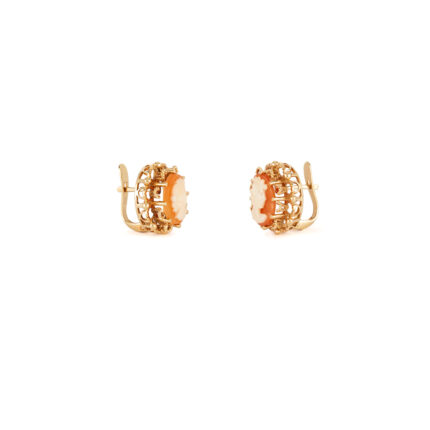 Set vintage din aur de 18k si camee sculptate