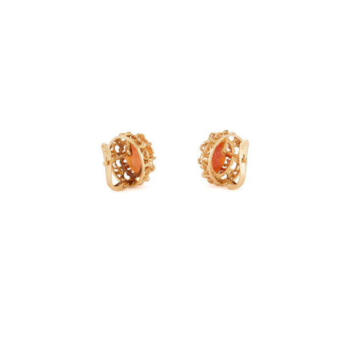 Set vintage din aur de 18k si camee sculptate