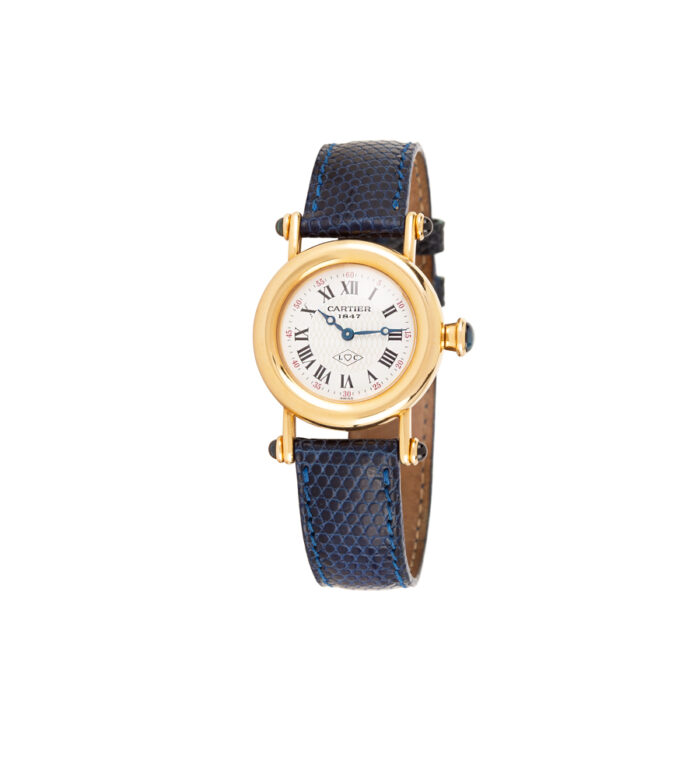Ceas original Cartier din aur de 18k si safire