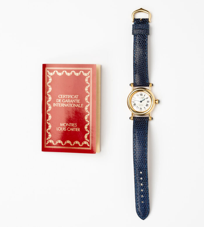 Ceas original Cartier din aur de 18k si safire
