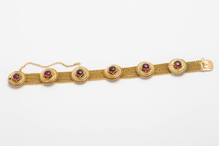 Bratara vintage din aur de 18k si ametist natural