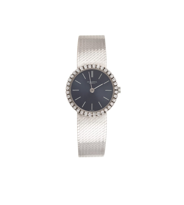 Ceas de dama elvetian IWC din aur alb de 18k cu diamante naturale