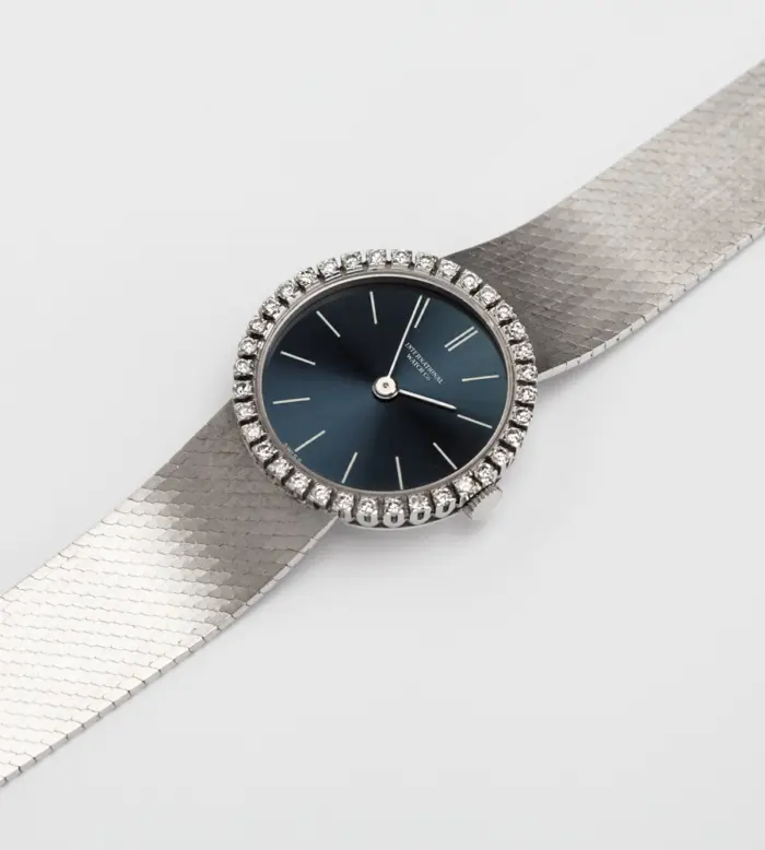 Ceas de dama elvetian IWC din aur alb de 18k cu diamante naturale