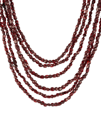 Colier vintage cu granate naturale si cheita din aur de 14k