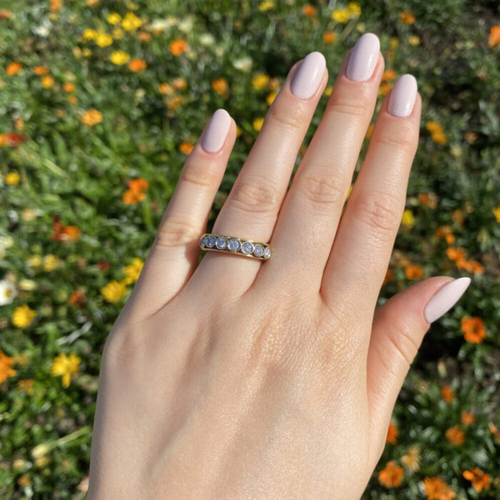 Inel riviera din aur de 18k cu 7 diamante naturale