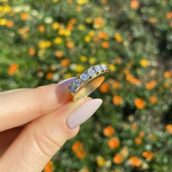 Inel riviera din aur de 18k cu 7 diamante naturale