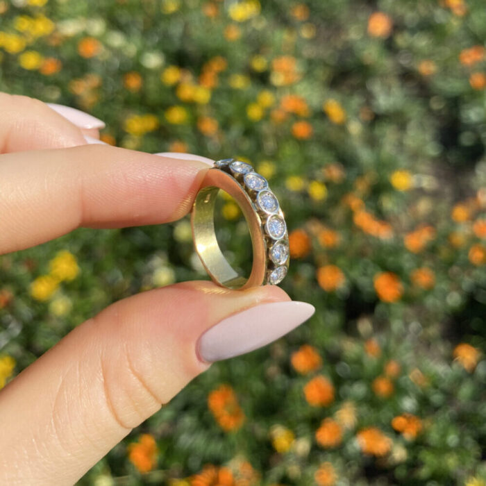 Inel riviera din aur de 18k cu 7 diamante naturale