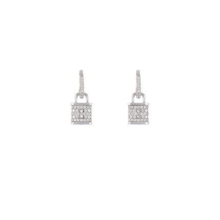 Cercei 2 in 1 din aur alb de 18k cu diamante naturale