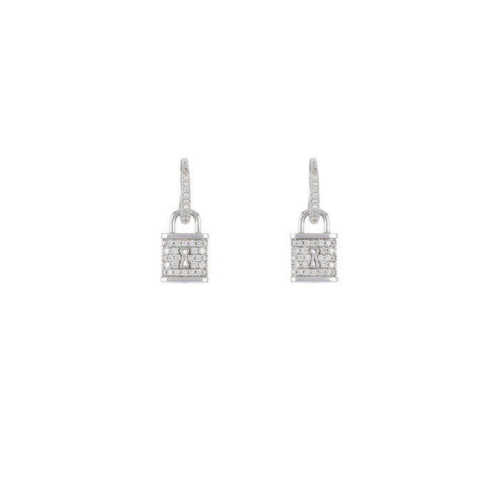 Cercei 2 in 1 din aur alb de 18k cu diamante naturale