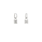 Cercei 2 in 1 din aur alb de 18k cu diamante naturale