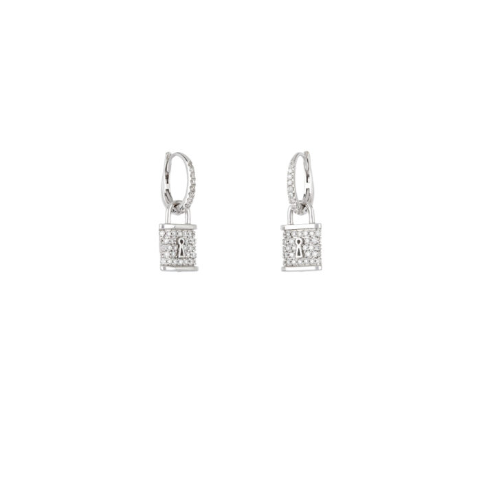 Cercei 2 in 1 din aur alb de 18k cu diamante naturale