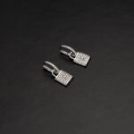 Cercei 2 in 1 din aur alb de 18k cu diamante naturale
