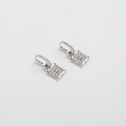 Cercei 2 in 1 din aur alb de 18k cu diamante naturale