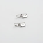 Cercei 2 in 1 din aur alb de 18k cu diamante naturale