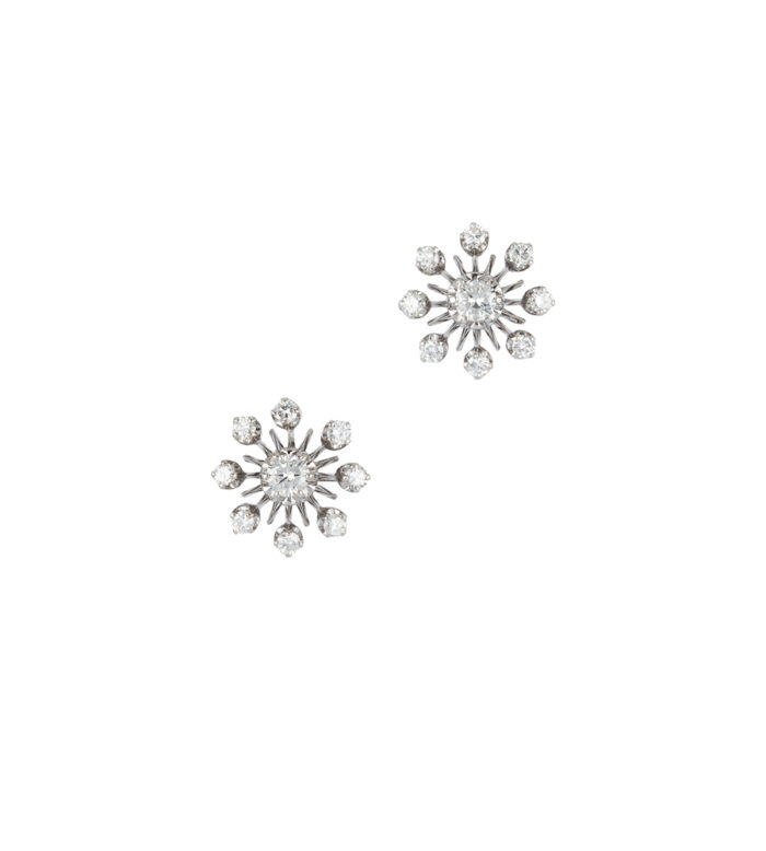Cercei din aur alb de 18k cu diamante naturale