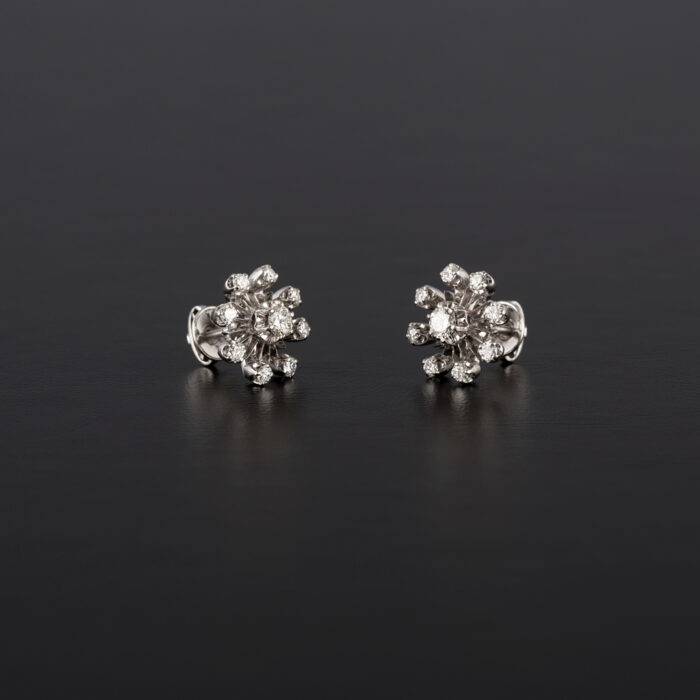 Cercei din aur alb de 18k cu diamante naturale