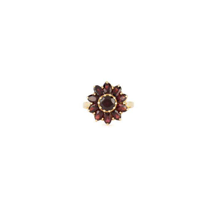 Inel vintage din aur de 18k cu granate naturale