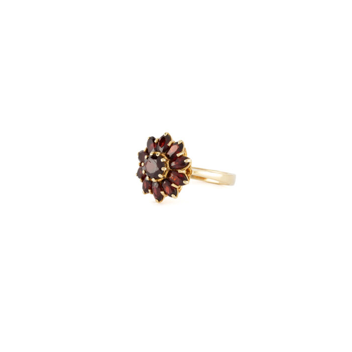 Inel vintage din aur de 18k cu granate naturale