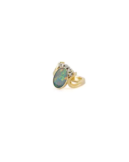 Creatie din aur de 14k cu opal australian si diamante naturale