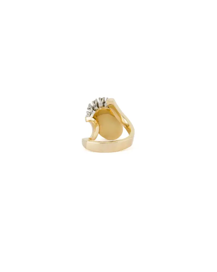 Creatie din aur de 14k cu opal australian si diamante naturale
