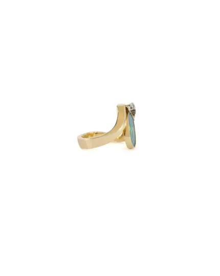 Creatie din aur de 14k cu opal australian si diamante naturale