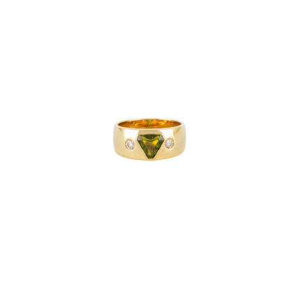 Inel din aur de 18k cu peridot si diamante naturale