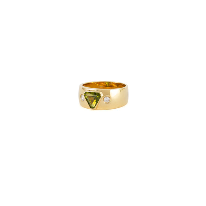 Inel din aur de 18k cu peridot si diamante naturale